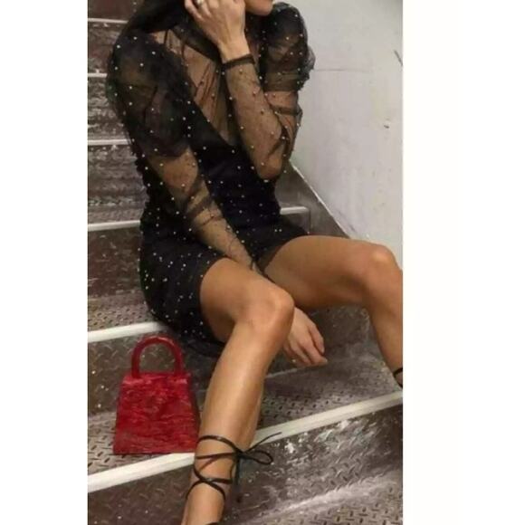 For Love & Lemons Sz S CLEMENCE Black Noir Dress - Picture 3 of 8